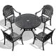 Runesay 5-Piece Set Of Cast Aluminum Patio Outdoor Dining Set with Random Colors Cushions and Black Frame F24R616F6WEB