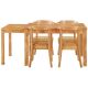 Unbranded Natural 5-Piece Wood Outdoor Dining Set, Dining Table Set with Wheels and Pull-out Side Table for Kitchen, Dining Room gh-50