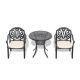 Misopily 3-Piece Cast Aluminum Black Outdoor Dining Set with Random Colors Cushions for Patio, Balcony, Backyard SA17-228B008