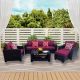 Zeus & Ruta 7-Piece Black Wicker Outdoor Patio Conversation Sectional with Red Cushions, Coffee Table and Ottoman XY-912
