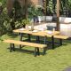 Unbranded 3-Piece Acacia Wood Outdoor Dining Set, Outdoor Dining Set, with 1-Rectangular Table and 2-Benches XWPT322
