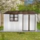 Clihome 10 ft. W x 8 ft. D Outdoor Metal White and coffee Garden Sheds Storage Sheds with Lockable Doors (80 sq. ft.) CL-SS00027