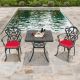 Runesay 3-Piece Set of Cast Aluminum Patio Outdoor Dining Set with Random Colors Cushions and Black Frame gj43559q8