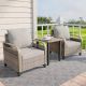 COOS BAY 3-Piece Brown Wicker Outdoor Patio Conversation Set Lounge Chair Set with Gray Cushions and Wood Grain Top Side Table CBM-P3-2BF-BRNBGE