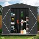BTMWAY 8 ft. W x 6 ft. D Large Outdoor Metal Storage Shed, Galvanized Steel Garden Shed with Lockable Double Doors (48 sq. ft.) CXX86-GOROS001DG-MSHED01