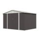 Sizzim 10 ft. W x 8 ft. D Gray Metal Storage Shed with Floor Frame, Lockable Door and Vents for Garden, Patio(67 sq. ft.) SM-G37038GR-1