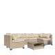 Tunearary Outdoor Patio All Weather Wicker Parlor Conversation 7-Piece Set with Khaki Cushions and 1 Glass Coffee Table TalkWKSetZJ
