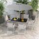 moda furnishings Gray 8-Piece Metal Rectangle Outdoor Dining Set and Umbrella DJ-W2225P200932