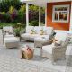XIZZI Freddie 5-Piece Wicker Outdoor Patio Conversation Seating Sofa Set with Light Gray Cushions PAD405-B124