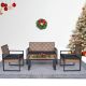AUTMOON Patio Furniture Set for 4, Rattan Outdoor Conversation Set with Wood Table, Brown PE Wicker Porch Sofa Set with Cushions W2391P149818