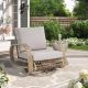 ULAX FURNITURE Arsterie 1-Piece Aluminum Outdoor Swivel Lounge Chair with Beige Cushions HD-970448