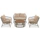 Unbranded Bohemia 4-Piece Wicker Patio Conversation Set with Beige Cushions and Oval Coffee Table for Backyard, Garden FG-36AAA