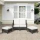 Uixe Gray 4-Piece Wicker Patio Conversation Seating Sofa and Ottoman Set with Beige Cushions 4003-LR2OT