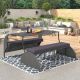Unbranded 1-Piece Wicker Patio Conversation Set with Gray Cushions, Outdoor Garden Loveseat and Convertible to 4-Seats and Table LM-D287M007
