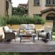 HOOOWOOO Venice Gray 4-Piece Wicker Modern Outdoor Patio Conversation Sofa Seating Set with Beige Cushions HGDS604
