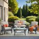weaxty W Hyacinth Gray 4-Piece Wicker Patio Outdoor Conversation Seating Set with a Coffee Table and Beige Cushions GNDS600