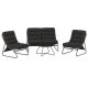 Clihome 4-Piece Metal Patio Furniture Set Modern Outdoor Conversation Sofa Sets with Coffee Table and Black Cushions CL5051600002001
