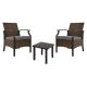 Clihome 3-Piece Patio Set Outdoor Wicker Furniture Set Bistro Rattan Chair Conversation Sets w Coffee Table and Gray Cushions CL5450343001001