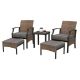 Clihome 5-Piece Patio Dining Set Outdoor Wicker Furniture Set with Coffee Table, Ottoman, Dark Grey Cushions CL5450342001001