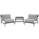 Clihome 3-Piece Metal Patio Chaise Lounge Chair Sets All-iron Reclining Chair with Coffee Table, Gray Cushions CL5051460002001