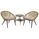 Clihome 3-Piece Rattan Patio Bistro Set with Ceramic Tempered Glass 2-tier Coffee Table, Gray Cushions CL5351000000001