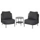 Clihome 3-Piece Wicker Patio Conversation Set with 2-tier Side Table and Ottoman, Grey Cushions CL5012560001001