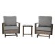 Clihome 3-Piece Patio Conversation Bistro Set with 2 x PE Wicker Rocker Chair, Side Coffee Table and Gray Cushion CL5410100000001