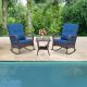 Costway 3-Piece Plastic Patio Conversation Set with Navy Cushions HCST02741
