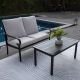 ITOPFOX Black Patio Loveseat Sofa with Coffee Table and Gray Cushions, Outdoor Patio Conversation Sofa Set 2-Piece H2SA22-1OT030