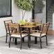 Costway Black 5-Piece Wood Outdoor Dining Set with Beige Cushion HCST02764