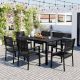 Sudzendf Black 7-Piece Metal Outdoor Dining Table and Chair Set 3752WYAAB