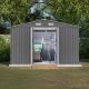 Unbranded 10 ft. W x 8 ft. D Gray Metal Outdoor Storage Shed with Lockable Doors Vents, Foundation, for Garden Tool, 81.38 sq. ft. FC-W20035