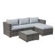 Freestyle 5-Piece Wicker Outdoor Conversation Patio Sectional Sofa Set with Light Grey Cushions HD-5PC-16GY