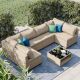 Unbranded 7-Pieces Wicker Patio Conversation Set All Weather Sectional Sofa with Light Khaki Cushions LT-799