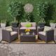 Unbranded 4-Piece Wicker Outdoor Patio Conversation Furniture Set with Coffee Table and Dark Beige Cushions for Backyard, Balcony ER-65917.00DBRN