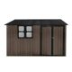Unbranded 10 ft. W x 8 ft. D Outdoor Storage Metal Shed with Vents, Windows, Hooks, Lockable Door, Brown+Black (74 sq. ft.) 78481650035