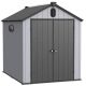 ToolCat 6 ft. W x 8 ft. D Plastic Storage Shed Outdoor Big Tool Room for Backyard Garden, Black and Gray (46.8 sq. ft.) NGG-5-HY