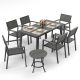 PamaPic 8-Piece Aluminum Gray Outdoor Patio Dining Set with Rectangle Table, Small Side Table and 6-Stackable Chairs TB-CZ-8-HG-WH3