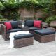 Unbranded 5-Pieces Outdoor Patio Garden Wicker Sectional Conversation Sofa Set with Furniture Protection Cover ODS0037