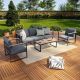 AUTMOON 4-Piece Modern Aluminum Patio Outdoor Furniture Conversation Set with Gray Cushions W2071S00003