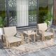 ULAX FURNITURE Arsterie 3-Piece Aluminum Outdoor Conversation Set with Beige Cushions HD-970448T-337