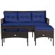 Costway Elegance Rattan 3-Piece Wicker Patio Conversation Set with Navy Blue Cushions HCST02859
