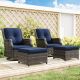 JOYSIDE 4-Piece Wicker Outdoor Pation Conversation Swivel Rocking Chair Set with Blue Cushions M72x2M74-BLU-HD