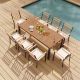 Costway Natural 9-Piece Wood Rectangular Outdoor Dining Set with Natural Cushions HCST03107