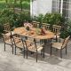 Costway Natural 9-Piece Wood Oval Outdoor Dining Set with Beige Cushions HCST03100