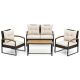 Costway Elegance Series 4-Piece Wicker Patio Conversation Set with Off White Cushions HCST03092