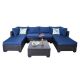 Unbranded Modern 7-Pieces Black Wicker Outdoor Sofa Patio Conversation Seating Set with Blue Cushions KLE-07A