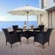 Cesicia Weather Resistant Black 5-Piece Wicker Outdoor Dining Set with Khaki Cushions for Backyard Kitchen Lawn Outdoor & Garden KLE-02Brown5