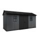 Keter Newton Plus 7.5 ft. W x 15 ft. D Durable Resin Plastic Storage Shed with Floor Graphite 118 sq. ft. 260211