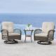 cozyman Kovach 3-Piece PE Wicker Patio Conversation Set with Beige Gray Cushion Rattan Swivel Rocking Chair and Side Table KWQ-BEGR-1